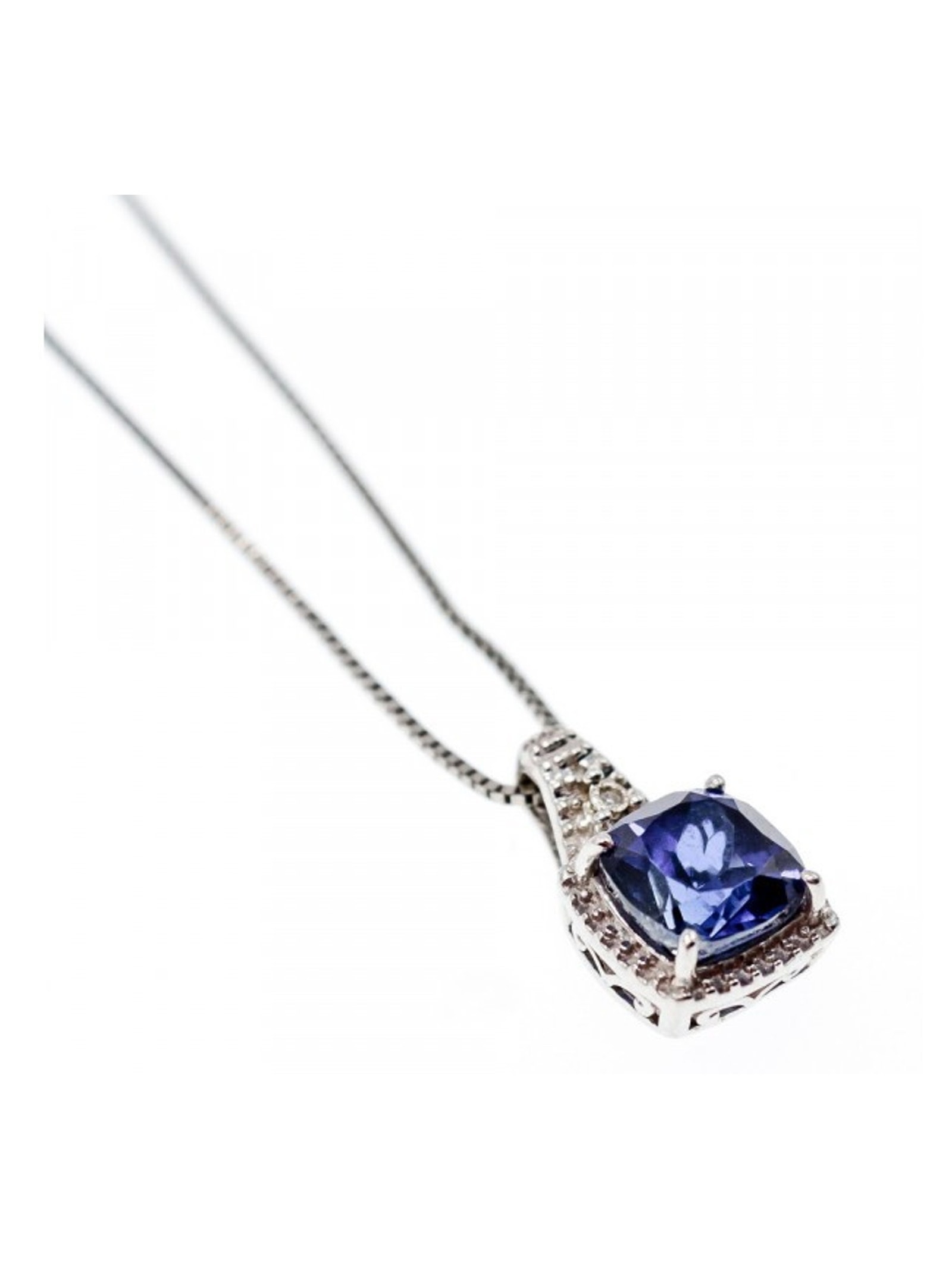 925 Sterling Silver Sapphire & Diamond Chain With Pendant